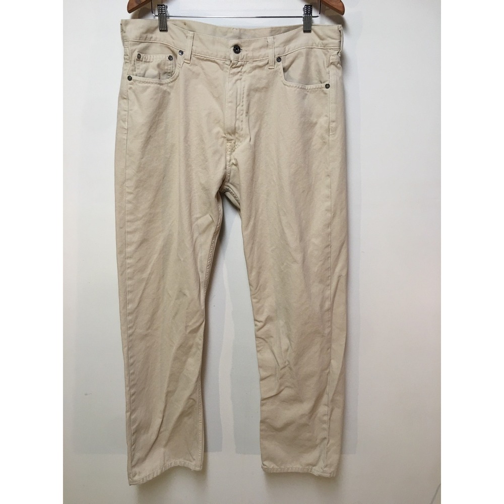 Off-White OW Denim Jeans Women XL Beige Virgil Abloh Streetwear Canvas Pants